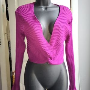 Deep V Neck Cropped Top Sweater